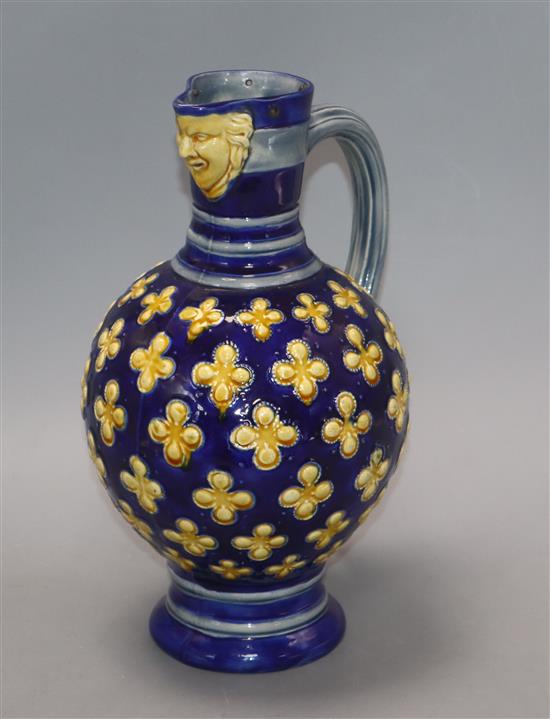 A Minton majolica jug height 27cm